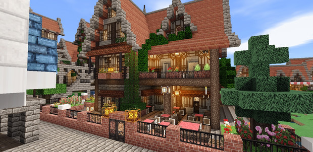 Minecraft Mcpeで西洋の街造り４ オープンカフェ こだソン さんのイラスト ニコニコ静画 イラスト