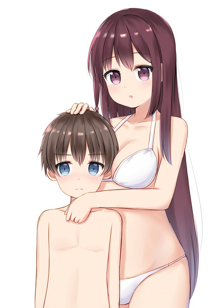 白いビキニを着た咲の玄の豊満な胸に抱き寄せられる小さな男の子 かねかん さんのイラスト ニコニコ静画 イラスト