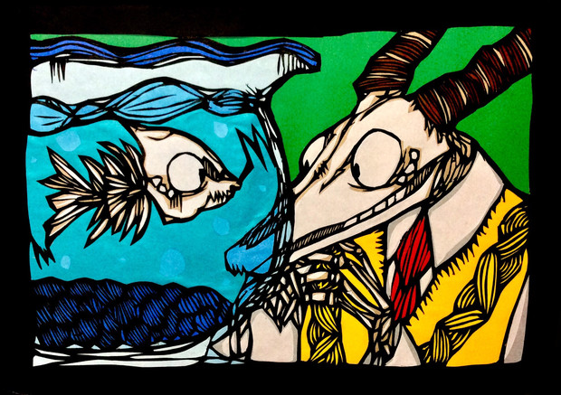 切り絵 魚骨と動物骨 片道 美春 さんのイラスト ニコニコ静画 イラスト
