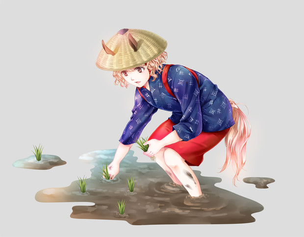 擬人化 ファニーフラッシュ 田植え娘 早乙女 Ver リアダビ Kisa さんのイラスト ニコニコ静画 イラスト
