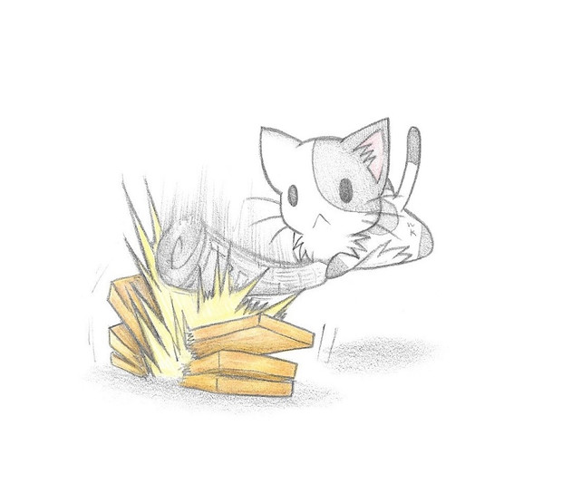 新聞紙で板を割るにゃんこ わにねこwithくまこ さんのイラスト ニコニコ静画 イラスト