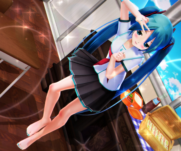 Latさんスクール おみあし可愛いミクさんの ピースだよ っ 海冥 さんのイラスト ニコニコ静画 イラスト