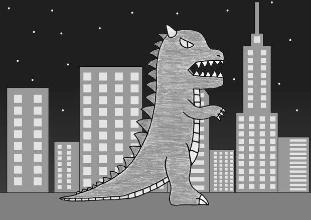 吾輩は怪獣である 名前はまだ無い モノクロver 古代角竜 アガタロス さんのイラスト ニコニコ静画 イラスト