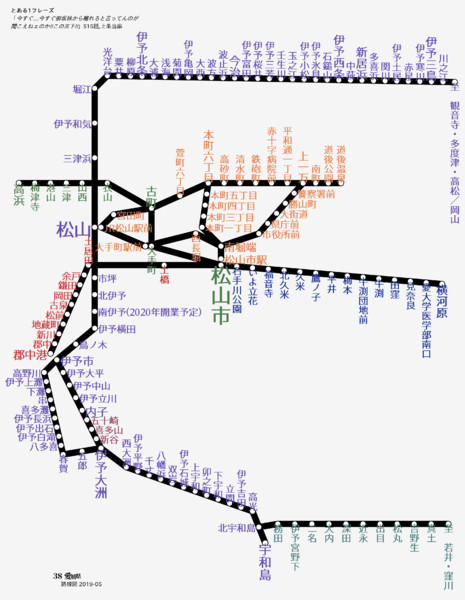 愛媛県路線図 2019-05