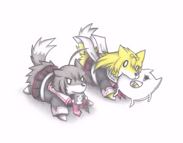 くわえて走る夕立犬と時雨犬 パスワード さんのイラスト ニコニコ静画 イラスト