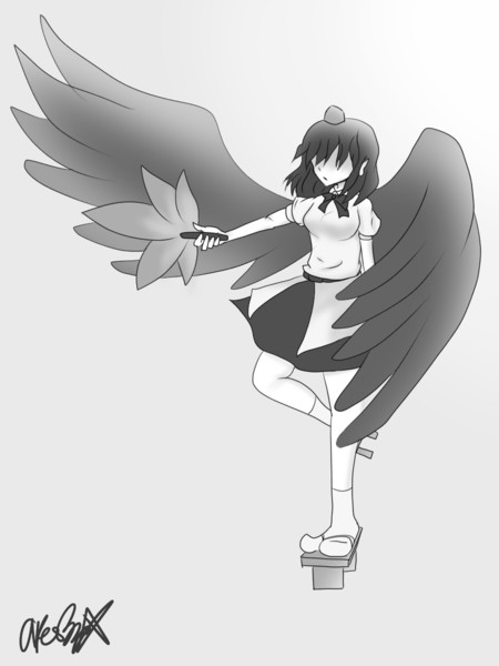 モノクロ塗り射命丸文 Ares3 さんのイラスト ニコニコ静画 イラスト