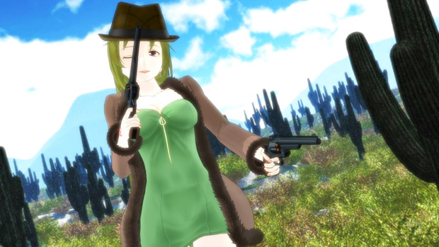 第3期mmd銃聖戦 銃聖西部劇玲霞さん 正面ウインク カトラス リトルジャックp さんのイラスト ニコニコ静画 イラスト