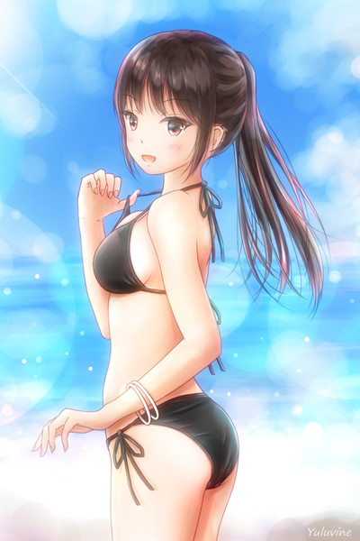 ポニーテールの女の子 ビキニ水着 ゆるびね さんのイラスト ニコニコ静画 イラスト