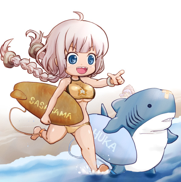 サメサーファーとあかりちゃん