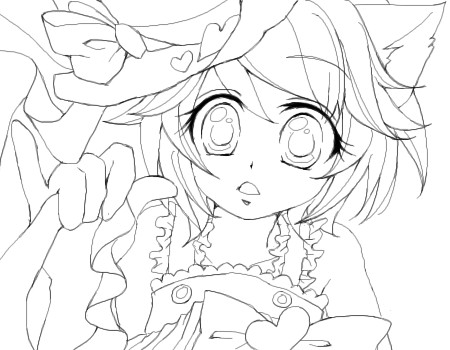 塗り絵 ねこみみりぼんー はなねこ W さんのイラスト ニコニコ静画 イラスト