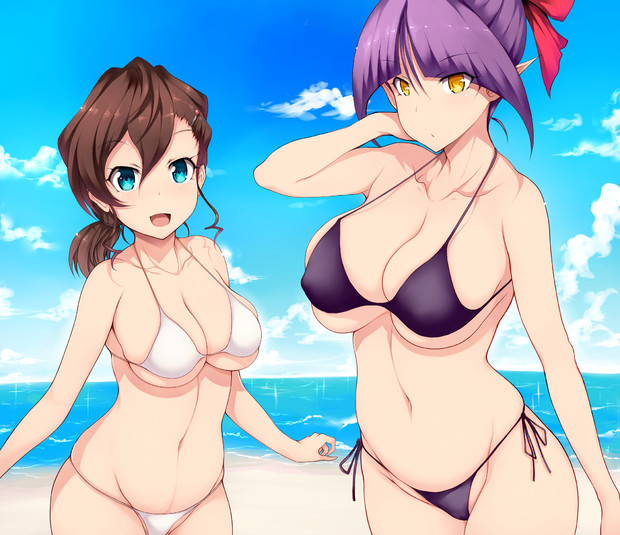 水着いぬねこ姉妹 塚沢 コミ１お疲れ様でした さんのイラスト ニコニコ静画 イラスト