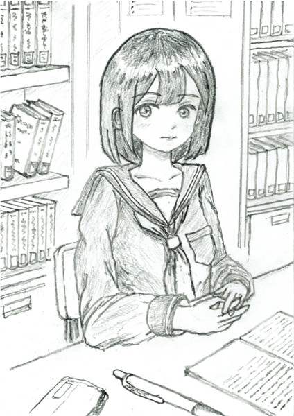 鉛筆らくがき練習 図書室で勉強してます つぐみともみ さんのイラスト ニコニコ静画 イラスト