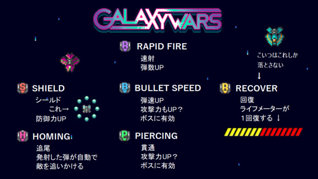 GalaxyWars Ex　アイテム説明