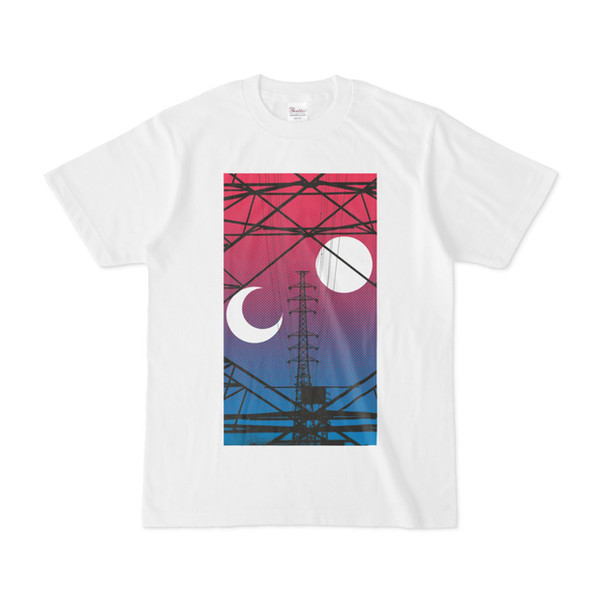 シンプルデザインTシャツ 月と鉄塔