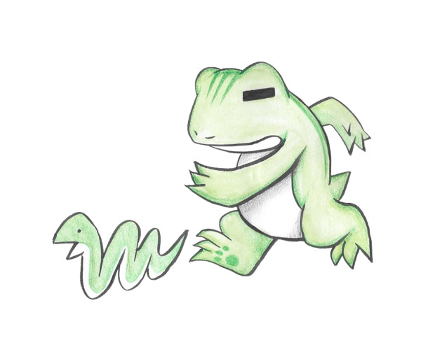 ヘビを追いかけるカエル 鴨門 舞岳 さんのイラスト ニコニコ静画 イラスト