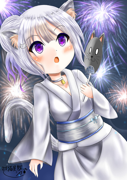 花火と猫 猫屋敷シロ さんのイラスト ニコニコ静画 イラスト