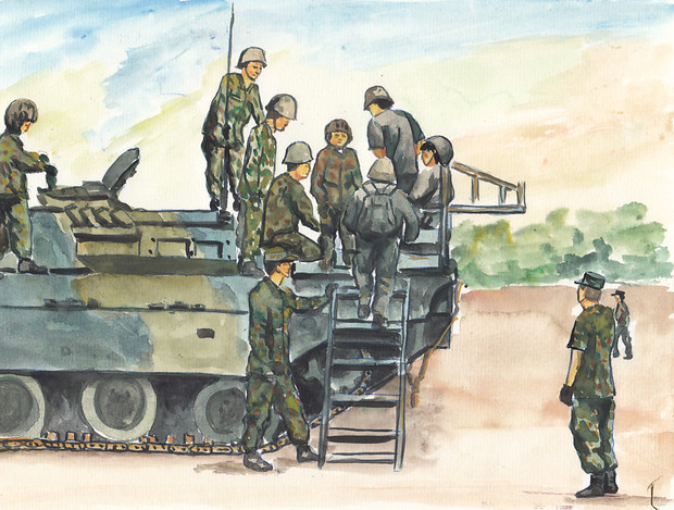 陸上自衛隊 戦車に乗車風景 Noraneko9999 さんのイラスト ニコニコ静画 イラスト