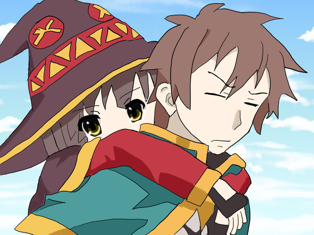 爆裂魔法を撃ちおえた長門を背負うキョン おぐらいおん さんのイラスト ニコニコ静画 イラスト