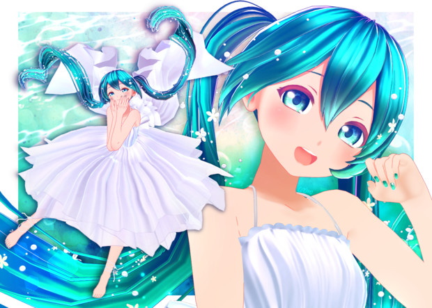 カルも式白ワンピミクさん配布 カルも さんのイラスト ニコニコ静画 イラスト