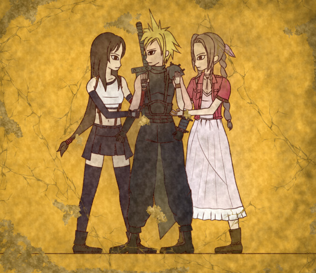 壁画 クラウドとエアリスとティファ キタ さんのイラスト ニコニコ静画 イラスト