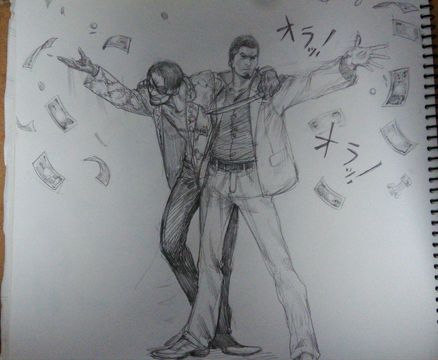 金をばらまく桐生ちゃんと真島兄さん うよいかっか さんのイラスト ニコニコ静画 イラスト