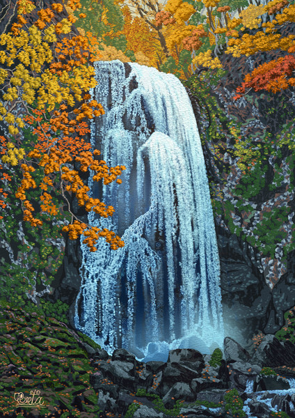 紅葉の小野川不動滝