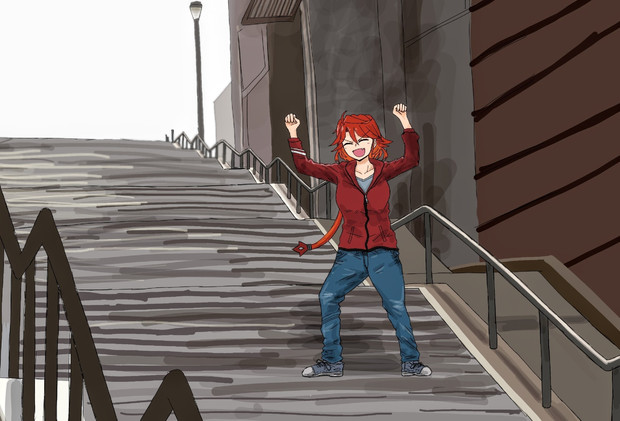 踊りながら階段を下りるフェニックス 36ルト さんのイラスト ニコニコ静画 イラスト