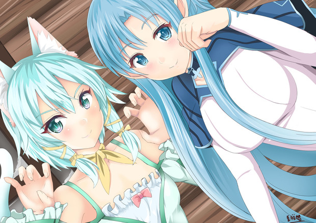 シノンとアスナ生誕祭とアリシゼーションwou記念に バスターおじ さんのイラスト ニコニコ静画 イラスト
