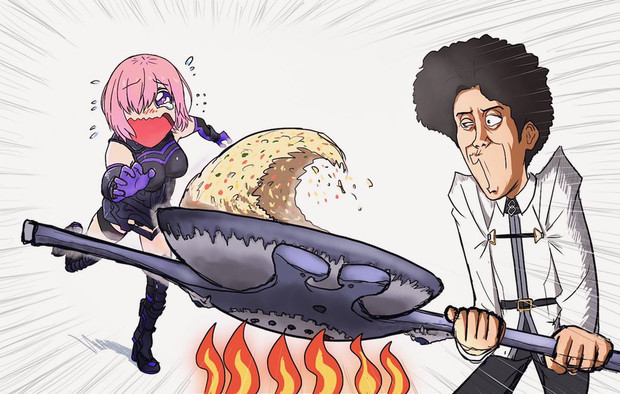 マシュの盾でチャーハンを作る大泉洋 Mafty さんのイラスト ニコニコ静画 イラスト