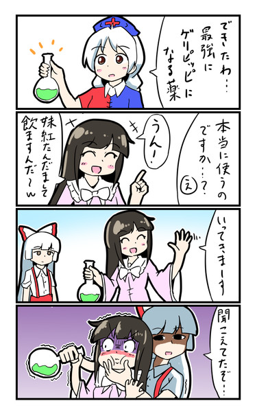永琳と輝夜と妹紅と最強の薬 ミカヅキモ さんのイラスト ニコニコ静画 イラスト