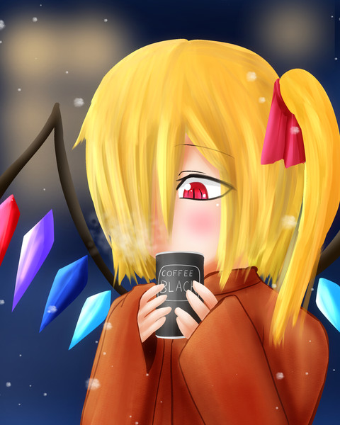 雪の日に外で缶コーヒーを飲むフランドール Me2o さんのイラスト ニコニコ静画 イラスト