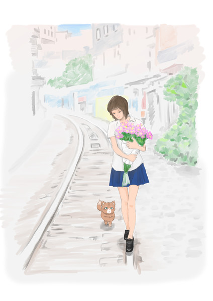 花束を持つ少女 夏野 海 さんのイラスト ニコニコ静画 イラスト