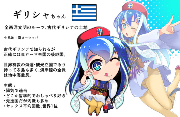 ギリシャちゃん ギリシャ共和国 龍トウ さんのイラスト ニコニコ静画 イラスト