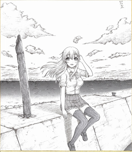 防波堤に佇む鈴谷さん ｈ2 さんのイラスト ニコニコ静画 イラスト