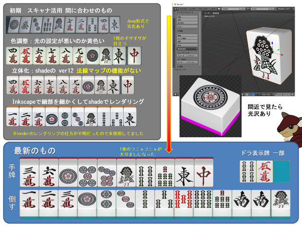 Unity麻雀 作成中 Blenderで手牌をレンダリング Unskilled さんのイラスト ニコニコ静画 イラスト